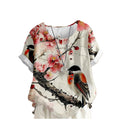 Crew Neck Shirt Pullover Style With A Patchwork Design And Short Sleeves - whimsywagon