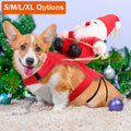 Pet Santa Claus costume by cj, red winter coat with bell for dogs and cats, available in sizes S to XL, festive Christmas and New Year dress.