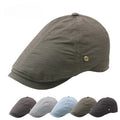 Retro Flat Cap - Plaid Pattern with Decorative Copper Button