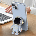 CJ anti-drop iPhone case featuring a 3D astronaut design and electroplated stand for secure protection and stylish display.