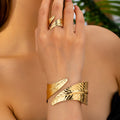 Geometric Open Bangle - Alloy Stacking Bracelet for a Layered Personalized Look