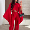 Womens Solid Color Casual Flare Sleeve T Shirt Single Piece Set - whimsywagon