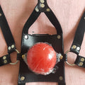 CJ gagging conditioning mask head set with 5.5 bondage balls, self-bondage erotic supplies, adjustable straps, and secure fit.