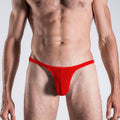 Men's solid color ultra-thin T-back underwear by CJ, featuring a simple, sleek design with a minimalist T-back style.