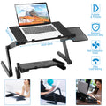Foldable Laptop Bed Table - Adjustable Aluminum Tray Desk with Mouse Pad | for Breakfast, Snacking & Office Use