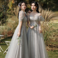 Gray Slim Fit Bridesmaid Dresses | Matching Women's Party Set