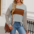 Pullover Crewneck Striped Casual Contrast-color Long-sleeve Top - whimsywagon