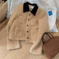 Women's Fashion Short Color-Block Lapel Jacket