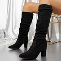 Women’s Pointed Toe Chunky Heel Boots – Stylish Fashion High Heel Ankle Boots for Autumn & Winter