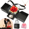 Preserved Red Rose with Necklace - Eternal Flower Gift in Heart Box - whimsywagon