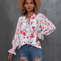 Shiying Autumn Lightweight Floral Chiffon Blouse With Long Sleeves - whimsywagon