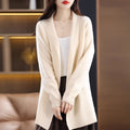 Womens Stylish Loose-fitting Mid-length Knit Cardigan