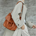 Women’s Retro Vegetable-Tanned Leather Crossbody Tote Bag – Vintage Fashion Handbag