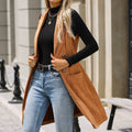 Retro Suede Vest for Women - Elegant Slim-Fit Waistcoat