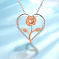 Dainty Rose Heart Necklace - S925 Sterling Silver, Gift for Her, European Design