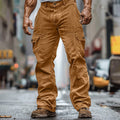 Corduroy Overalls - Elastic Waist, Multi-Pocket, Pure Color