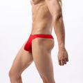 Men's transparent ice silk T-shaped panties by CJ, silky stretch fabric, big bag design, sexy and comfortable men's underwear.