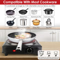 Cj 1200W infrared electric hot plate with 7.5-inch glass cooktop, stepless temperature control, ideal for camping, RV, and home use.