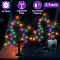 Halloween Lighted Trees, 2-Pack Black Indoor Decor with Timer | Adjustable Twigs for Tabletop, Party & Mantel Scary Decorations