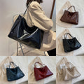 Vintage large-capacity leather tote bag for women by cj, casual Harajuku shoulder shopper with spacious design and stylish look.