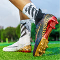 High-Top Soccer Shoes for Boys – Gold-Plated Bottom Training Sneakers | Artificial Grass Cleats for Middle School Students