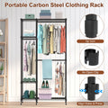 Heavy Duty Clothing Rack with Wheels - 4-Tier Carbon Steel Garment Organizer - whimsywagon