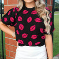 Women's Printed Knit Top - Soft Casual Short Sleeve Shirt