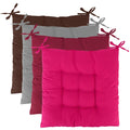 Tie-On Chair Cushions 4-Pack - 18x18in Square Seat Pads with Soft Filling - whimsywagon