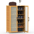 Bamboo Shoe Cabinet with Doors - 6-Tier Freestanding Organizer for Entryway & Hallway | Holds Up to 154 lbs - whimsywagon
