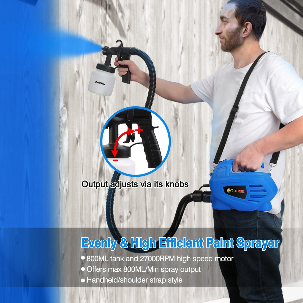 Volt Spray Pattern 650W HVLP Paint Sprayer, 800ml - 3 Spray Patterns for Oil, Primer & Wa ...