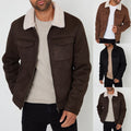 Lamb Fur Collar Coat - Spliced Wool Blend Winter Overcoat