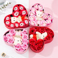 Red velvet heart-shaped rose gift box by cj, perfect for Valentine's Day and romantic occasions.