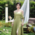 Green Cheongsam Bridesmaid Dress - Modern Qipao with National Style Elements