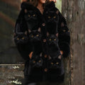 Casual 3D Cat-Print Hoodie Cloak Coat - whimsywagon