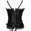 Black and white erotic lingerie corset by CJ, featuring lace and satin details, designed to accentuate the waist and bust.