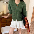 Korean Style Cardigan - Thick Knit with Textured Twist