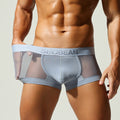Men's quick-dry boxer underwear by CJ, featuring transparent, sexy design with lightweight, breathable fabric.