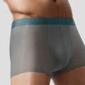 Seamless men's ice silk underwear by CJ, breathable antibacterial fabric, close-up of soft, lightweight undergarment for comfort.