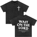 Retro washed T-shirt by cj featuring a Strength Bible verse graphic design on the front.