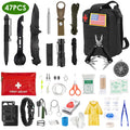 47-Piece Survival Kit & First Aid Supplies | All-in-One Emergency Gear for Hiking, Camping, & Disaster Prep | Compact EDC Pouch