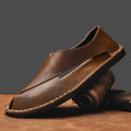 Men’s Genuine Leather Slip-On Beach Sandals – Breathable & Comfortable
