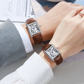 Square Couple's Watch Set | Leather Strap, Minimalist & Waterproof