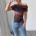 New Womens Fashion Everyday Pleated Off-shoulder Top - whimsywagon