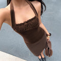 Retro Halter Velvet Camisole For Women - whimsywagon