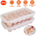 Egg Holder for Refrigerator, 2-Pack Stackable Plastic Egg Storage | 18 Eggs per Container, Dishwasher Safe Rack