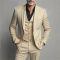 Men's slim fit business suit by CJ, featuring a formal 3-piece design with jacket, vest, and matching trousers.