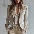 Womens Fashion Printed Lapel Flare-Sleeve Blazer - whimsywagon