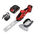 CJ cordless grass shear and hedge trimmer with 24V and 90° angle, featuring 2 replaceable blades and detachable battery.