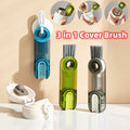 CJ 3-in-1 tiny bottle cup cover brush with straw cleaner tool, multi-functional crevice cleaning brush for kitchen gadgets.