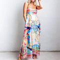 Vacation Swing Dress - Women's High Waist Printed Sundress